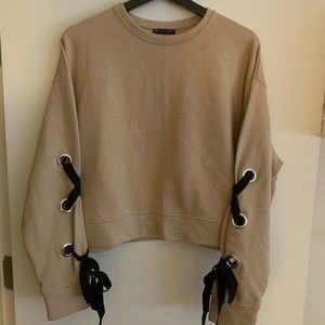 Zara blush pink lace up sweatshirt